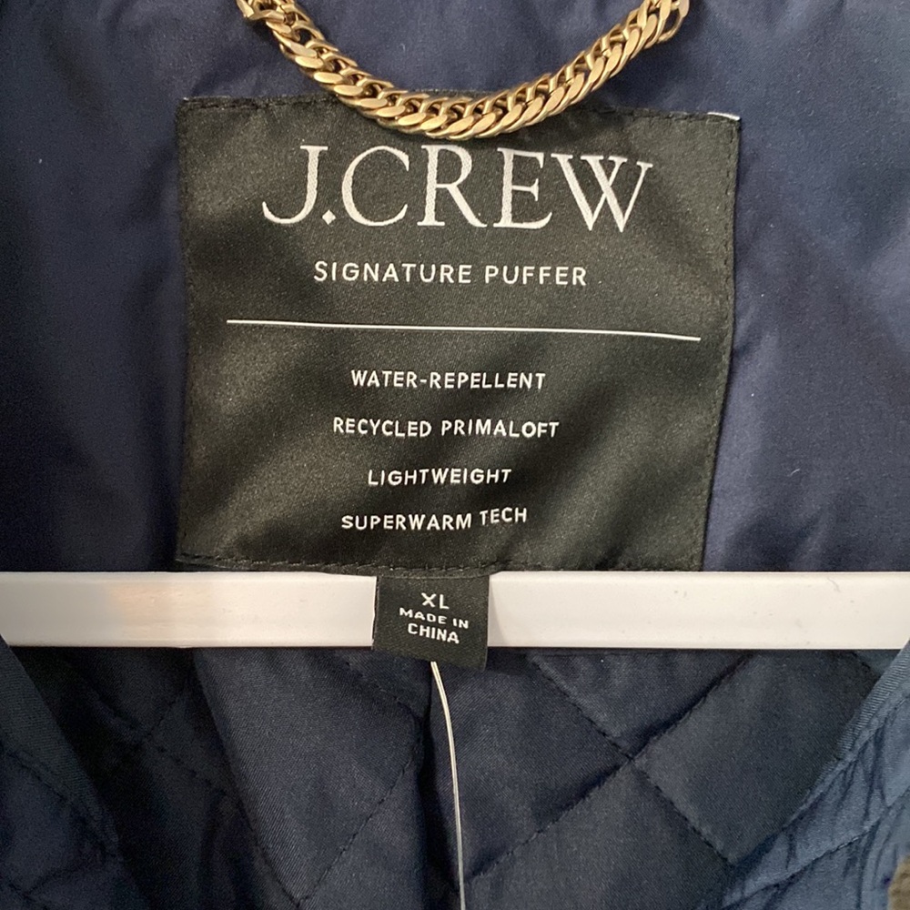 J. Crew Navy Quilted Bomber Jacket with Contrast Collar - Picture 7 of 13